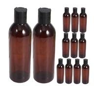 WOONEKY 12 Piezas Botellas Dispensadoras para Viaje Recipientes Reutilizables Prueba de Fugas con Tapa de Presión para Champú Acondicionador y Gel de Ducha Botellas Marrones para Cuidado