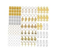 WOONEKY 120 piezas Puños para Dreadlocks de Aleación Huecos Adornos de Cabello con Diseño Cruz Concha de Tortuga y Accesorios Metálicos Decorativos para Trenzas
