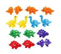 WOONEKY 13 Piezas Juguetes de Dinosaurios y Letras para Emparejamiento Educativo para Desarrollo de Memoria y Habilidades de Clasificación para Pequeños y Viajes