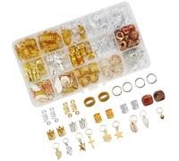WOONEKY 158piezas Dreadlocks Beads Accesorios Para Trenzar Cabello Anillos De Dreadlocks Ajustables Para Estilos Africanos y Hip-hop