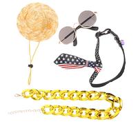 WOONEKY 1juego Gafas para Collar y Sombrero De Accesorios De Moda para Gatos y Gafas Collar Dorado Sombrero De