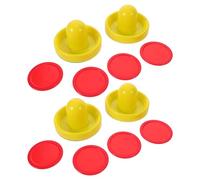 WOONEKY 2 Juegos Empujadores y Discos para Hockey de Mesa Accesorios de Plástico Duradero con Almohadillas Adhesivas Pucks y Pushers Rojos para Aire Interiores y Exteriores