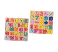 WOONEKY 2 Juegos Juguetes Educativos Infantiles Madera Números Letras Colores para Desarrollo Cognitivo y Coordinación Manual