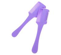 WOONEKY 2 peines para cortar el cabello: maquinilla de afeitar de doble filo para, tijeras de peinado, recortador de puntas abiertas para cortes y gruesos, color morado.