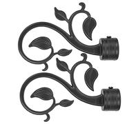 WOONEKY 2 Piezas Cabeza Decorativa de Barra de Cortina remates Tope de Extremo de Cortina de Ventana Cortinas Negras rieles para Cortinas Gorra de Barra de Cortina de Moda Fin