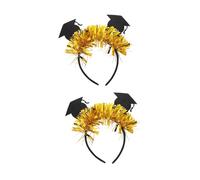 WOONEKY 2 piezas Diadema Graduación con Mini Dorado Accesorios para Cabello Resistentes y Seguros para Fiesta y Fotos