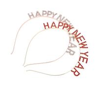 WOONEKY 2 Piezas Diademas con Letras de Decorativas de Rojo y Rosa Tocado de Año para Fiesta Accesorios para Pelo de Celebración