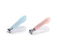WOONEKY 2 piezas Kit Manicura con Cortaúñas y Tijeras de Acero al Protección Antisalpicaduras Práctico para Uñas y Cuidado Diario Color Aleatorio Color Aleatorio