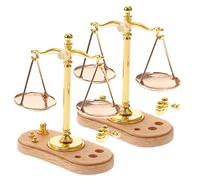 WOONEKY 2 Piezas Miniatura de Báscula de Balance Metálica Juguete Educativo para Decoración para Casa de Muñecas para Aprendizaje y de Fotografía