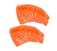 WOONEKY 2 Piezas Modelo De Rodajas De Salmón Simulado Realista para Decoración Cocina Restaurante Y Accesorios De Fotografía De Alimentos Artificiales