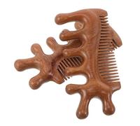 WOONEKY 2 Piezas Peine de Madera de Sándalo para Masaje Corporal y Facial Herramienta de Raspado Gua Sha para Cabelludo Cuello Manos y Piernas Diseño Ergonómico con Gancho Nasal para