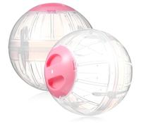 WOONEKY 2 Piezas Pelotas de Ejercicio para Hámster Bola Transparente Rosa con Cierre Seguro y Ventilación para Pequeños Roedores y Mascotas