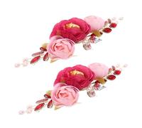 WOONEKY 2 Piezas Peony Flower Hair Vine para Novias Ligero y Duradero Accesorios de Boda Vintage Floral Artificial Adecuado para Bodas Chinas y Promesas