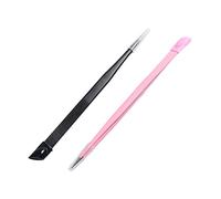 WOONEKY 2 piezas Pinzas de Manicura con Cabeza Doble y Herramientas de Presión para Calcomanías para Decoración de Uñas y de Manicura Herramientas Multifuncionales de