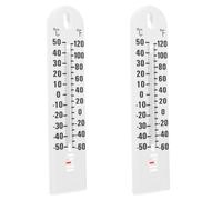 WOONEKY 2 Piezas Termómetro de Interior, Termómetro de Temperatura Ambiente de Plástico Blanco, Montaje en Pared, Pantalla Fácil de Leer, Monitorización en Real para Hogar, Cocina E