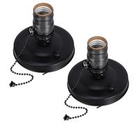 WOONEKY 2 portalámparas con cadena de tracción: portalámparas de rosca E27 con interruptor de cadena de tracción - Portalámparas de techo vintage, accesorios de iluminación DIY