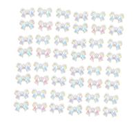 WOONEKY 200 Piezas Iridescent Resin Bowtie Nail Charms Flatback Bowknot Decorations For DIY Manicure Wedding Teens Women Creative Nail Art Accessories