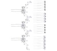 WOONEKY 23 Piezas accesorios para decorar el cabello horquillas de boda de varios estilos clips de flores en forma de u horquillas de boda de estilos variados Pins de cabello chino Silver