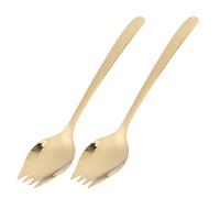 WOONEKY 2piezas Cubiertos Multifunción de Acero Inoxidable Cucharas y Tenedores Largos para Ramen Ensalada y Pasta Aptos para Lavavajillas y Uso al Aire