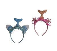 WOONEKY 2piezas Diadema De Estrellas De Mar y Conchas Diademas Diseño De Aros Pelo Preciosos Tocados Accesorios Cabello Artículos Para Fiestas De Niñas