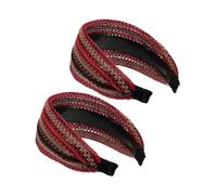 WOONEKY 2piezas Diademas Retro De Ala Ancha Con Parte Superior Alta Diademas Artesanales De Moda Para Mujer Accesorios Cabello Estilo Bohemio Banda Cabeza Antideslizante