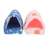 WOONEKY 2piezas Nido De Hámster Acogedor y Cálido Casa De Descanso para Pequeños Animales Camita De Invierno Diseño De Frutas y Océano para Cobayas y Ardillas