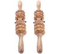 WOONEKY 2piezas Rodillo Masajeador Abdominal de Madera Masajeadora Manual Duradera para Cuerpo Completo Alivia Tensiones y Favorece Vientre Plano para Relajación y Cuidado Saludable