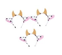 WOONEKY 3 piezas Diademas de Cuernos de Vaca Accesorios de Disfraz para Fiesta y Cosplay Diadema Unisex con Cuernos Animales Prop para Halloween y Celebraciones