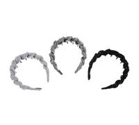 WOONEKY 3 Piezas Diademas de Malla Antideslizantes con Dientes para Cuidado Facial y Maquillaje Accesorios para Cabello Rizado Colores Gris Oscuro Negro y Gris