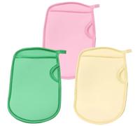 WOONEKY 3 piezas Guantes Exfoliantes para Ducha Colores Pastel Limpiadores Corporales Suaves Exfoliación Profunda para Piel Sensible y Mejora Circulación Diseño Antideslizante y Duradero