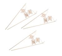 WOONEKY 3 Piezas One Cake Topper de Madera Grabado para Cumpleaños de Decoración Estable y Ligera para Fiesta Infantil Accesorio Elegante para Tartas de Aniversario