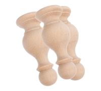 WOONEKY 3 Piezas Remates de Madera sin Terminar para Manualidades Finiales Decorativos Beige para Muebles Postes Barras de Cortina y Decoración del Hogar con Diseño de Puente Romano
