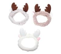 WOONEKY 3piezas De Maquillaje De Antler De Navidad y Elásticas Para Lavado Facial y Actividades De