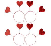 WOONEKY 4 Diademas con Motivo de Corazón Rojo para Día de Enamorados, Accesorios Cómodos de Tela y Plástico para Fotos y Retratos en Grupo, Estilo Único para Chicas