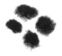 WOONEKY 4 Piezas Afro Hairpiece For Small Soft Synthetic Bun Hair Clips Realistic Cartoon Headdress Easy Wear For Birthday Dress-up And Holiday Events