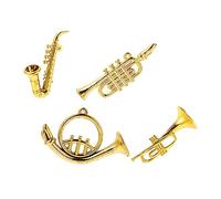 WOONEKY 4 Piezas Casa de Muñecas Plástico con Saxofón Curvada y Accesorios Musicales para Decoración Infantil y Colecciones