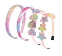 WOONEKY 4 piezas Diademas para Niñas con Diseño de y de Lentejuelas Brillantes Colores Degradados Accesorios Livianos y Antideslizantes para Fiesta y Infantil