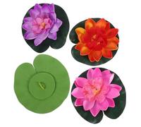 WOONEKY 4 Piezas Flores Flotantes Artificiales Nenúfares Realistas de Eva para Decoración de Acuarios y Piscinas para Jardín Interiores y Exteriores