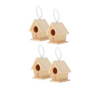 WOONEKY 4 Piezas Kit para Pájaros Mini de Madera sin Terminar para Pintar Nidos Colgantes Pequeños para Colibríes y Gorriones Decoración Ligera y para Exterior Interior