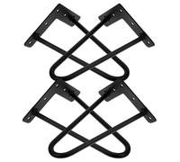 WOONEKY 4 Piezas Patas de Mesa de Hierro Estilo Horquilla para Muebles | Negro, con Orificios Preperforados y Tacos de Goma, Montaje Rápido, Tornillos Incluidos para Mesas Auxiliares