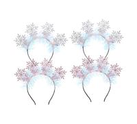 WOONEKY 4 Piezas Unidades Diademas Purpurina para Fiestas Navideñas Accesorios Festivos para Mujer Eventos de Invierno Cintas para Cabello Decorativas Plata y Rosa