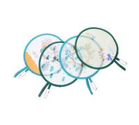 WOONEKY 4 Piezas Ventiladores Plegables de Cartón Forma Circular de Cactus y Caballo Ventilador de Mano Portátil para Decoración y Uso Diario