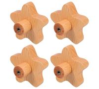 WOONEKY 4 Pomos de Madera Maciza para Armarios y Cómodas Tiradores Redondos de Madera Natural para Puertas y Cajones 4 Piezas Diseño Compacto y Fácil de Instalar para Uso Cocina