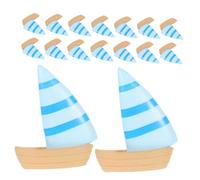 WOONEKY 40 Piezas Miniature Sailboat Models Mediterranean Style Mini Boat Ornaments For Micro Landscaping Fairy Garden Beach Party Home Decor