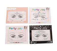 WOONEKY 4hojas Joyas Faciales Autoadhesivas Con Piedras De Decoraciones De Rhinestones Para Fiesta Exclusivos Para Maquillaje Festivo