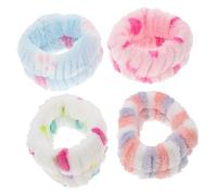 WOONEKY 4pares Absorbent Face Washing Wristbands for Sports Yoga Makeup and More Flannel Wrist Towel Bands for Women and Men