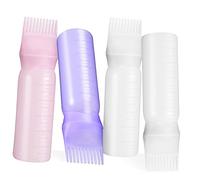 WOONEKY 4piezas Botellas Aplicadoras De Color Para Cabello Con Peine Para Teñir y El Cabello Reutilizable Con Escala Para Aceite Champú y Acondicionador Rosa y Blanco