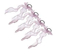 WOONEKY 4piezas Diadema De Organza Para Niña Coleteros Elásticos Lazo De Cintas Pelo Decoración Para Coleta Color Morado Material Ligero
