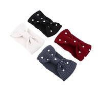 WOONEKY 4piezas Diademas De Perlas Para Mujeres Banda De Cabello Elástica y Cálida Accesorios De Invierno Con Diseño De Lazo Elegante