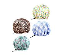 WOONEKY 4piezas Gorro De Baño Gorra De Ducha Elástica Cubre Cabello Para Mujer Unidades Protección Cabello Adecuado Para Ducha y Maquillaje